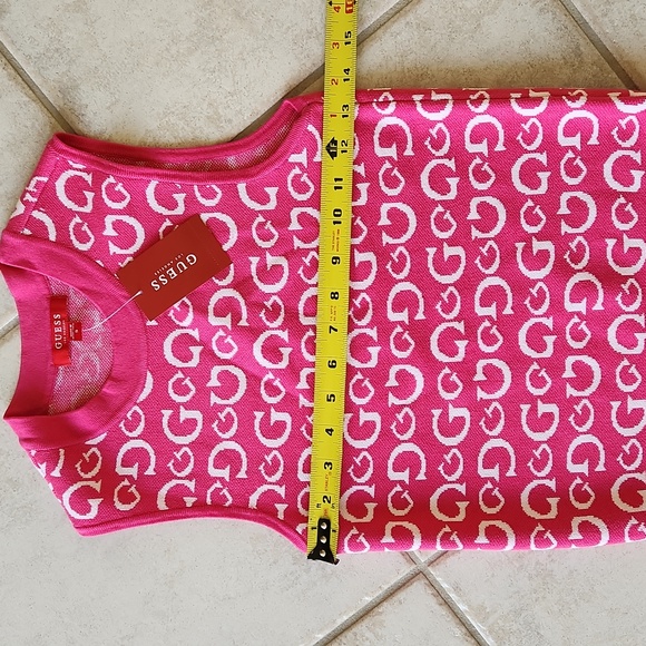 NWT ❗️ Guess pink and white logo vest small size logo sleeveless sweater - Picture 15 of 17